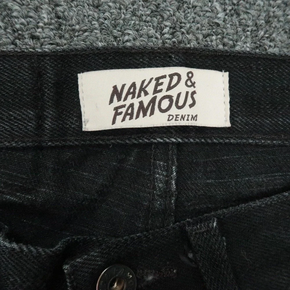 Naked Famous Denim Jeans Men 30x35 Black Super Guy Elephant 7 El Diablo Selvedge